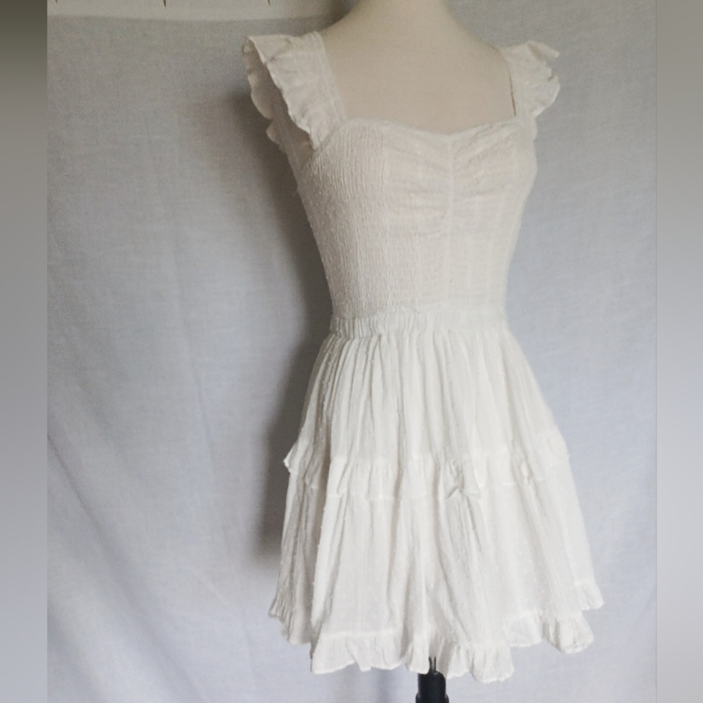 Mable White Ruffle Mini Dress Size S
